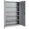 Büroschrank, 5 OH, abschließbar, mit aufliegenden Türen, B 1200 mm, Weißalu