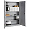 Büroschrank, 5 OH, abschließbar, mit aufliegenden Türen, B 1200 mm, Weißalu