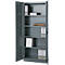 Büroschrank, 5 OH, abschließbar, mit aufliegenden Türen, B 800 mm, Basaltgrau