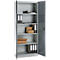 Büroschrank, 5 OH, abschließbar, mit aufliegenden Türen, B 800 mm, Basaltgrau/Weißalu