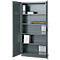 Büroschrank, 5 OH, abschließbar, mit aufliegenden Türen, B 950 mm, Basaltgrau