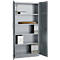 Büroschrank, 5 OH, abschließbar, mit aufliegenden Türen, B 950 mm, Basaltgrau/Weißalu