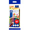 Buntstifte im Plastikbeutel. 12 farbige Noris Colour Stifte von Staedtler. Mit Gummi, rotem Bonus-Pack-Kreis und verschiedenen Symbolen.