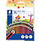 Buntstifte in einer Verpackung, mit einem bunten Cartoon-Hintergrund. Aufgedruckt sind „Noris colour“ und „36“.