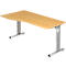 Bureau asymétrique ULM, à gauche ou à droite, l. 1800 x P 800/1000 x H 650 - 850 mm, coloris hêtre