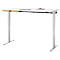 Bureau avec tiroir à accessoires en bambou &amp; goulotte à câbles en feutre recyclé, hauteur réglable électriquement, L 1600 x P 800 x H 605-1265 mm, blanc/argenté
