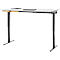 Bureau avec tiroir à accessoires en bambou &amp; passage de câbles en feutre recyclé, réglable en hauteur électriquement, L 1600 x P 800 x H 605-1265 mm, gris clair/noir