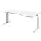 Bureau BARI, asymétrique, extension à droite, pieds en C, l. 1800 x P 800 mm, blanc