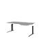 Bureau BARI, asymétrique, extension à droite, pieds en C, l. 1800 x P 800 mm, gris moyen