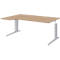 Bureau BARI, asymétrique, extension à gauche, pieds en C, l. 1800 x P 1000 mm, coloris chêne