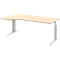 Bureau BARI, asymétrique, extension à gauche, pieds en C, l. 1800 x P 1000 mm, coloris érable