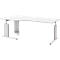Bureau BARI, pieds en C, forme B, asymétrique, extension à droite, l. 2000 mm, blanc