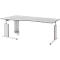Bureau BARI, pieds en C, forme B, asymétrique, extension à droite, l. 2000 mm, gris clair