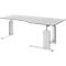 Bureau BARI, pieds en C, forme B, asymétrique, extension à gauche, l. 2000 mm, gris clair