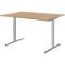 Bureau BARI, pieds en T, rectangulaire, l. 1200 x P 800 x H 680 - 820 mm, chêne/alu