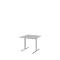 Bureau BARI, pieds en T, rectangulaire, l. 800 x P 800 x H 680 - 820 mm, gris clair/alu