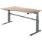 Bureau Confort, hauteur réglable électriquement, forme libre, approche à gauche, pied en C, L 1800 x P 1000,00/800 x H 655-1305 mm, décor chêne/anthracite