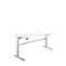 Bureau Confort, réglage électrique de la hauteur, forme libre, approche à droite, pied en C, L 1800 x P 1000/800 x H 655-1305 mm, blanc/alu blanc