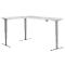 Bureau d'angle AERO FLEX, réglage électrique de la hauteur, angle 90°, pied en T, L 2000 x P 1600 mm, gris clair/blanc alu + panneau de mémoire