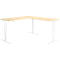 Bureau d'angle AERO FLEX, réglage électrique de la hauteur, angle 90°, pied en T, L 2000 x P 2000 mm, érable/blanc + panneau de mémoire