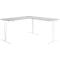 Bureau d'angle AERO FLEX, réglage électrique de la hauteur, angle 90°, pied en T, L 2000 x P 2000 mm, gris clair/blanc + panneau de mémoire