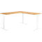 Bureau d'angle AERO FLEX, réglage électrique de la hauteur, angle 90°, pied en T, L 2000 x P 2000 mm, hêtre/blanc + panneau de mémoire