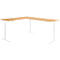 Bureau d'angle AERO FLEX, réglage électrique de la hauteur, angle 90°, pied en T, L 2000 x P 2400 mm, hêtre/blanc + panneau de mémoire