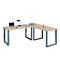 Bureau d'angle, angle 90°, pied à console, L 1600 x P 500/1600 x H 760 mm, chêne/argent Sonoma