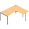 Bureau d’angle ARLON-OFFICE, 4 pieds, extension à gauche, l. 1600 x P 1200 x H 730 mm, coloris hêtre