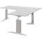 Bureau d'angle BARI, 90°, angle à droite, pieds en C, l. 1800 x P 800 mm, gris clair