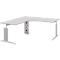 Bureau d'angle BARI, 90°, angle à gauche, pieds en C, l. 1800 x P 1800 mm, gris clair