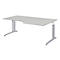 Bureau d'angle BARI, 90°, forme A, angle à droite, pieds en C, l. 2000 x P 1000 mm, gris clair