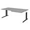 Bureau d'angle BARI, 90°, forme A, angle à droite, pieds en C, l. 2000 x P 800 mm, gris moyen