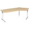 Bureau d’angle PALENQUE 135°, pieds en C, angle à droite, l. 2165 x P 800/1130 x H 720 mm, érable
