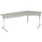 Bureau d’angle PALENQUE 135°, pieds en C, angle à droite, l. 2165 x P 800/1130 x H 720 mm, gris clair