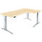 Bureau d'angle Planova Ergostyle, hauteur réglable électriquement, angle de 90° à droite, pied C, L 2000 x P 1200/800 mm, érable 