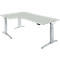 Bureau d'angle Planova Ergostyle, hauteur réglable électriquement, angle de 90° à gauche, pied C, L 2000 x P 1200/800 mm, gris clair 