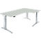 Bureau d'angle Planova Ergostyle, réglable en hauteur électriquement, angle de 90° à droite, pied C, L 2000 x P 1200/800 mm, gris clair 