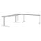 Bureau d'angle Profi 2.0, réglage mécanique de la hauteur, piétement en C, y compris table d'extension avec pied support, L 2400 x P 2600 x H 700-800 mm, argent/gris clair