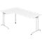 Bureau d’angle TARA 90°, pieds en C, rectangulaire, l. 2000 mm, blanc