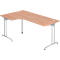 Bureau d’angle TARA 90°, pieds en C, rectangulaire, l. 2000 mm, coloris noyer