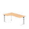 Bureau d'angle TARVIS, l. 2000 x P 1200/800 x H 680 - 860 mm, armature blanche, coloris érable