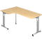 Bureau d'angle ULM, à gauche ou à droite, l. 2000 x P 1200 x H 650 - 850 mm, coloris érable