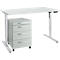 Bureau - elektrisch in hoogte verstelbaar - B 1600 x H 755-1255 mm - T-voet blank alu - met geheugen bedieningspaneel - met kabelgoot - met verrijdbaar ladeblok - grijs