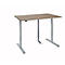 Bureau, elektrisch in hoogte verstelbaar, incl. kabelketting &amp; kabelgoot, rechthoekig, T-poot, B 1200 x D 800 x H 715-1205 mm, wild eiken/wit aluminium