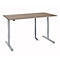 Bureau, elektrisch in hoogte verstelbaar, incl. kabelketting &amp; kabelgoot, rechthoekig, T-poot, B 1600 x D 800 x H 715-1205 mm, wild eiken/blank aluminium