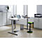 Bureau, elektrisch in hoogte verstelbaar, incl. kabelketting &amp; kabelgoot, rechthoekig, T-voet, B 1600 x D 800 x H 715-1205 mm, aluminium lichtgrijs/wit