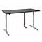 Bureau, elektrisch in hoogte verstelbaar, incl. kabelketting &amp; kabelgoot, rechthoekig, T-voet, B 1600 x D 800 x H 715-1205 mm, grafiet/blank aluminium