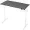 Grijs bureau met witte poten. Het tafelblad is rechthoekig en de poten zijn in hoogte verstelbaar.