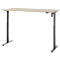 Lichtbruine bureau met donkergrijze poten. De hoogte van de tafel is verstelbaar.